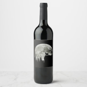 Shiba Inu On Mountain Halloween Gift For Dog Lover Wine Label