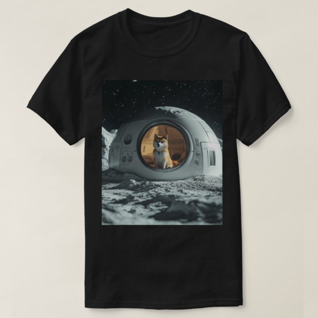 Shiba Inu on The Moon T-Shirt (Design Front)