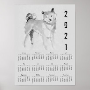 Shiba Inu Original Painting 3 Calendar Poster 2021