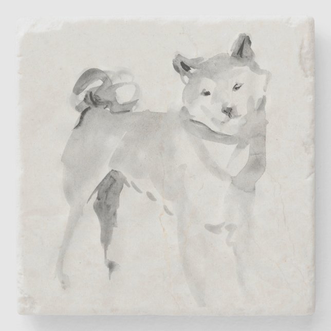 Shiba Inu Original Painting 3 Dog Year 2018 Stone Stone Coaster (Front)