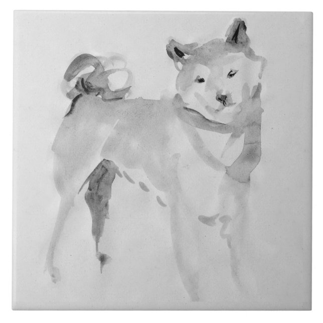 Shiba Inu Original Painting 3 Dog Year Birthday T Tile (Front)