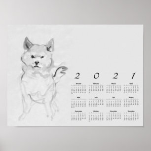 Shiba Inu Original Painting 4 Calendar Poster 2021