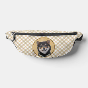 Shiba Inu Painting Black and Tan Original Dog Art Bum Bags
