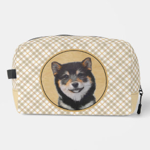 Shiba Inu Painting Black and Tan Original Dog Art Dopp Kit