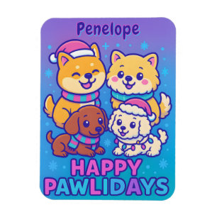 Shiba Inu Poodle Christmas Dogs Blue Purple Puppy Magnet