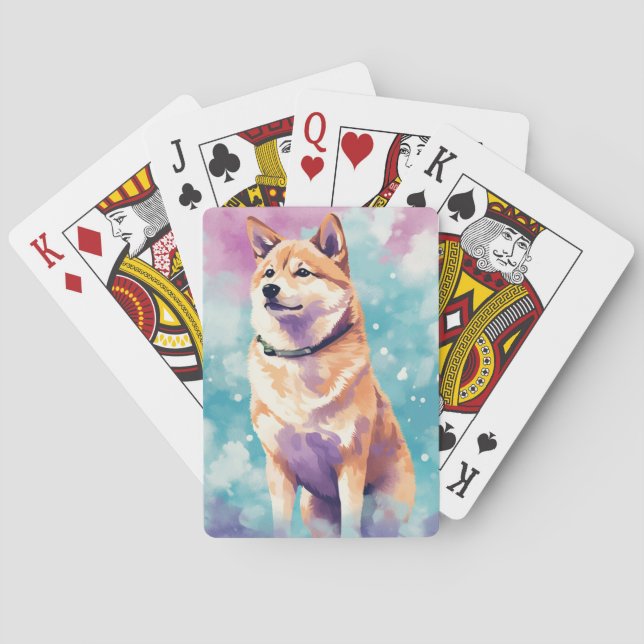 Shiba Inu Pop Art Dreamy & Whimsical Design Playing Cards (Back)