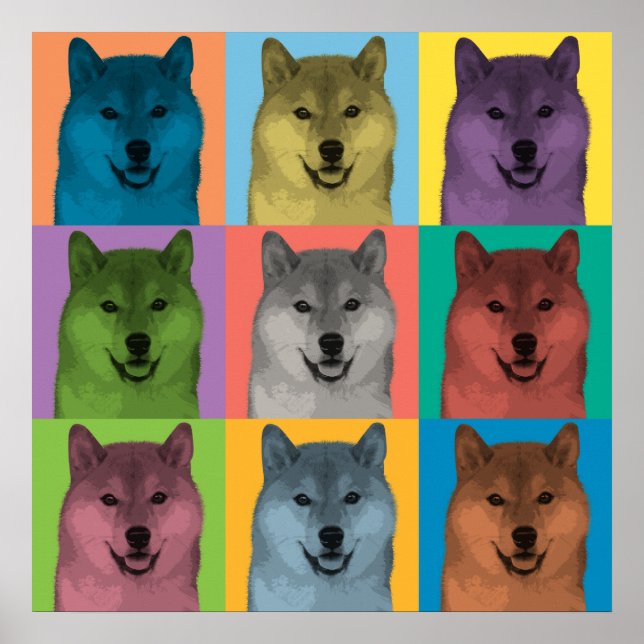 Shiba Inu Pop-Art Poster (Front)
