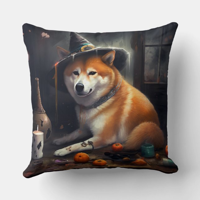 Shiba Inu Pumpkins Halloween Scary Cushion (Back)