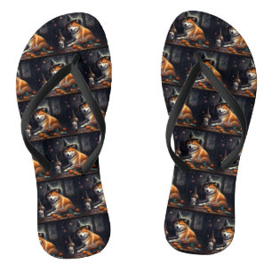 Shiba Inu Pumpkins Halloween Scary Flip Flops