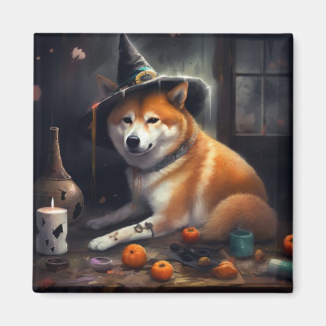 Shiba Inu Pumpkins Halloween Scary Magnet (Front)