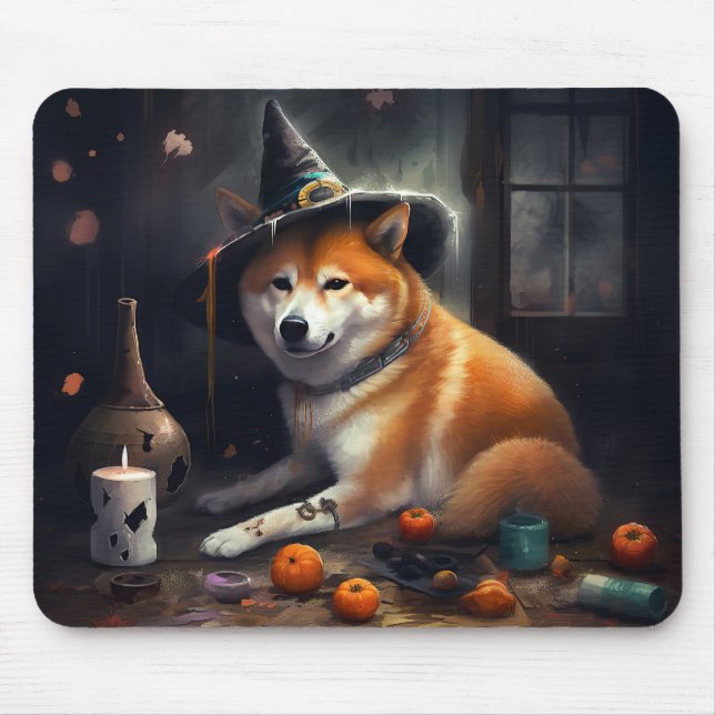 Shiba Inu Pumpkins Halloween Scary Mouse Mat (Front)