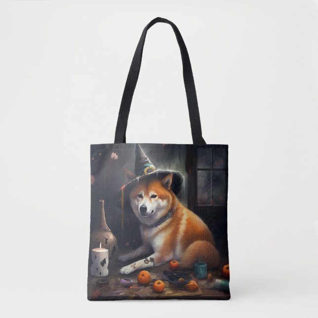 Shiba Inu Pumpkins Halloween Scary Tote Bag (Front)