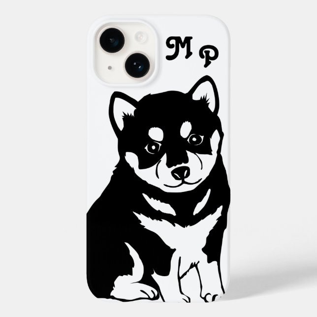 Shiba Inu Puppy Art Monogram Case-Mate iPhone Case (Back)