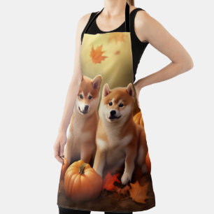 Shiba Inu Puppy Autumn Delight Pumpkin Apron