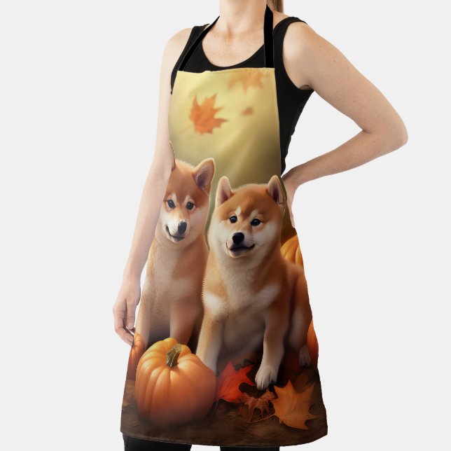 Shiba Inu Puppy Autumn Delight Pumpkin Apron (Insitu)