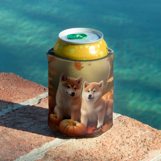 Shiba Inu Puppy Autumn Delight Pumpkin Can Cooler (In Situ Pool)