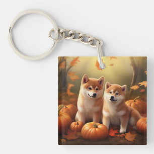 Shiba Inu Puppy Autumn Delight Pumpkin Key Ring