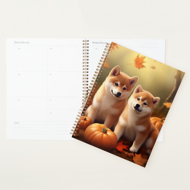 Shiba Inu Puppy Autumn Delight Pumpkin Planner (Display)