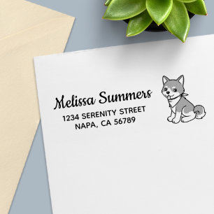 Shiba Inu Puppy Dog Return Address Self-inking Stamp