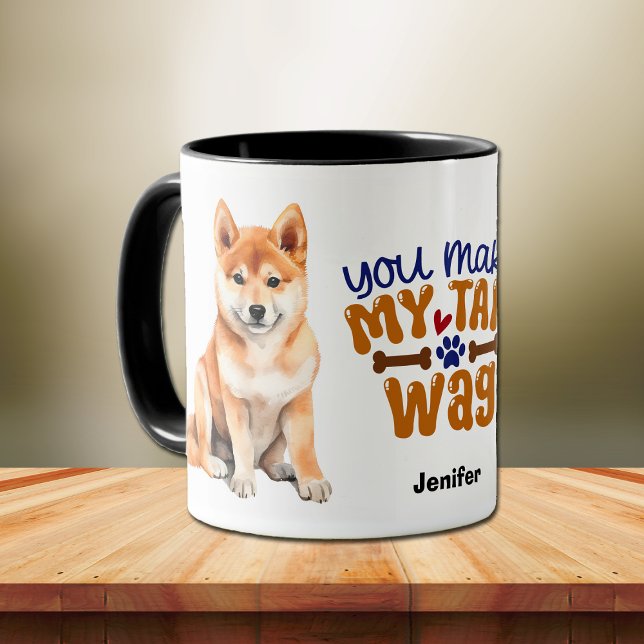 Shiba Inu Puppy Dog You Make My Tail Wag Mug (Creator Uploaded)