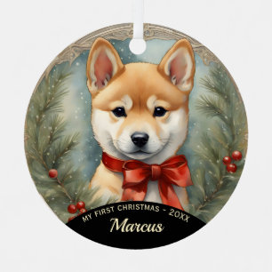 Shiba Inu Puppy First Christmas Ornament