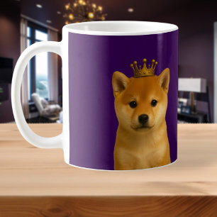Shiba Inu Puppy in Gold Crown Cute Coffee Mug