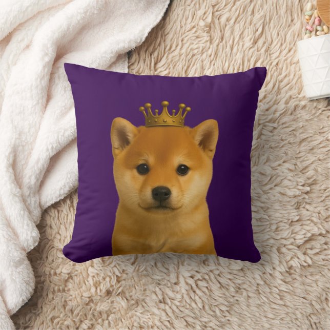 Shiba Inu Puppy in Gold Crown Cute Cushion (Blanket)