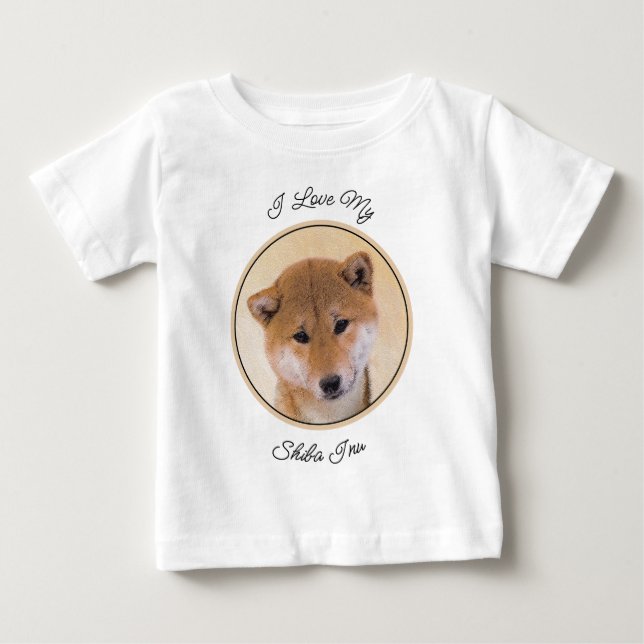 Shiba Inu (Red) Painting - Original Dog Art Baby T-Shirt (Front)