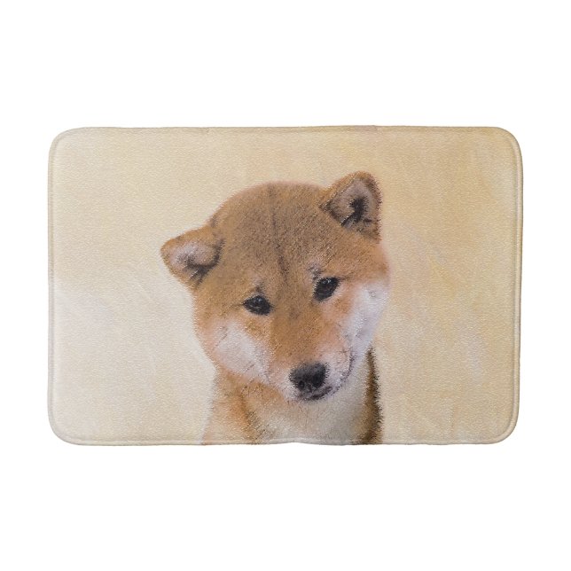 Shiba Inu (Red) Painting - Original Dog Art Bath Mat (Front)
