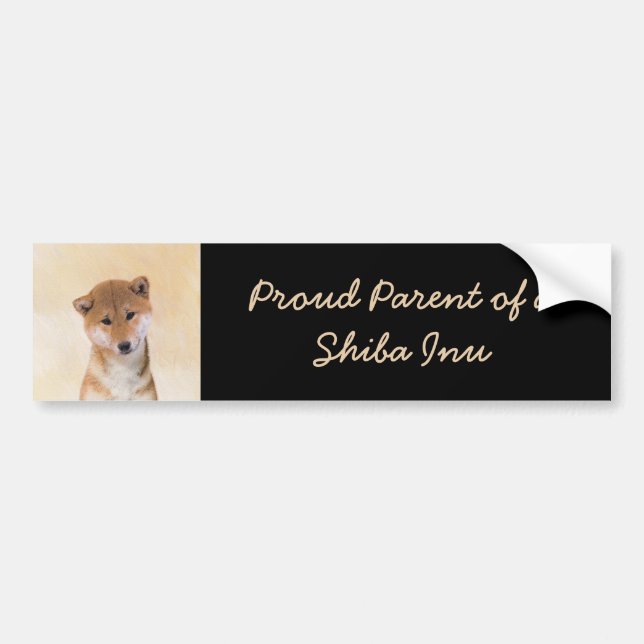 Shiba Inu (Red) Painting - Original Dog Art Bumper Sticker (Front)