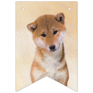 Shiba Inu (Red) Painting - Original Dog Art Bunting