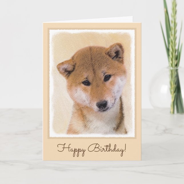 Shiba Inu (Red) Painting - Original Dog Art Card (Front)