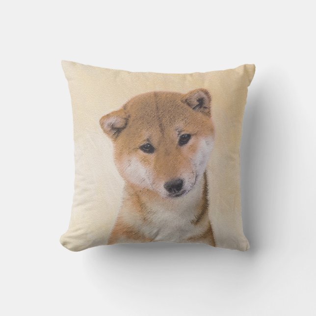 Shiba Inu (Red) Painting - Original Dog Art Cushion (Front)