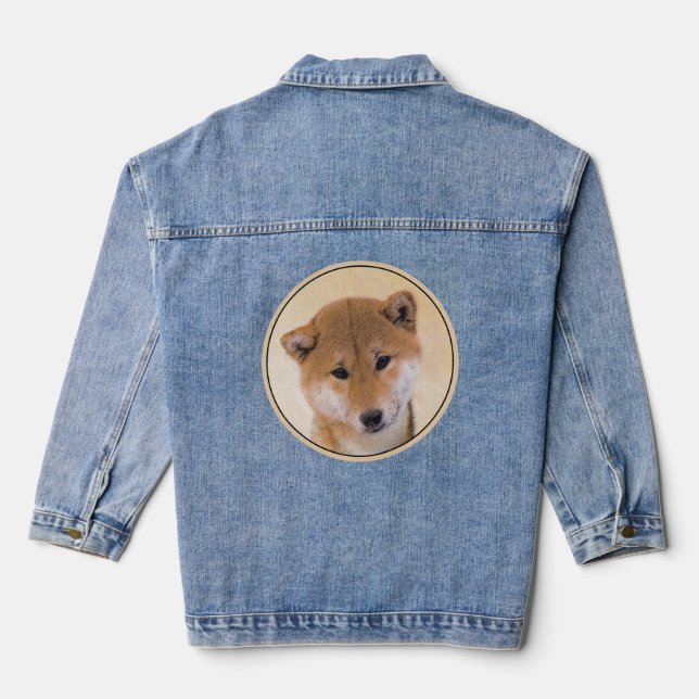 Shiba Inu (Red) Painting - Original Dog Art Denim Jacket (Back)
