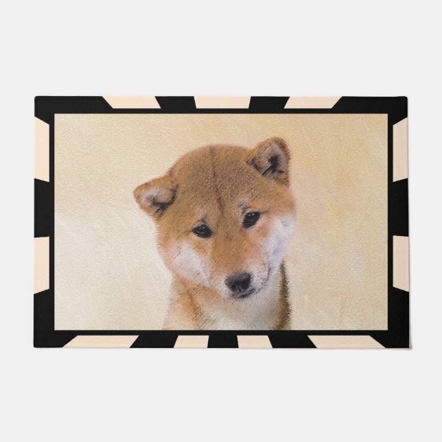Shiba Inu (Red) Painting - Original Dog Art Doormat (Front)