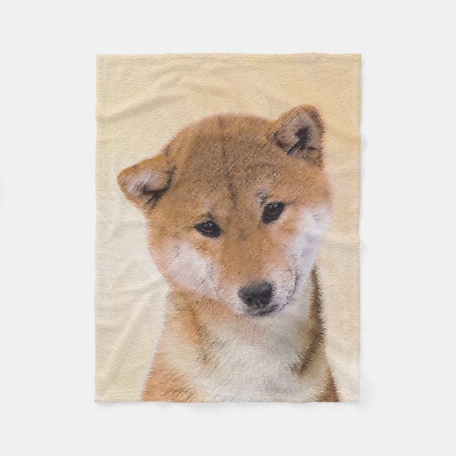 Shiba Inu (Red) Painting - Original Dog Art Fleece Blanket (Front)