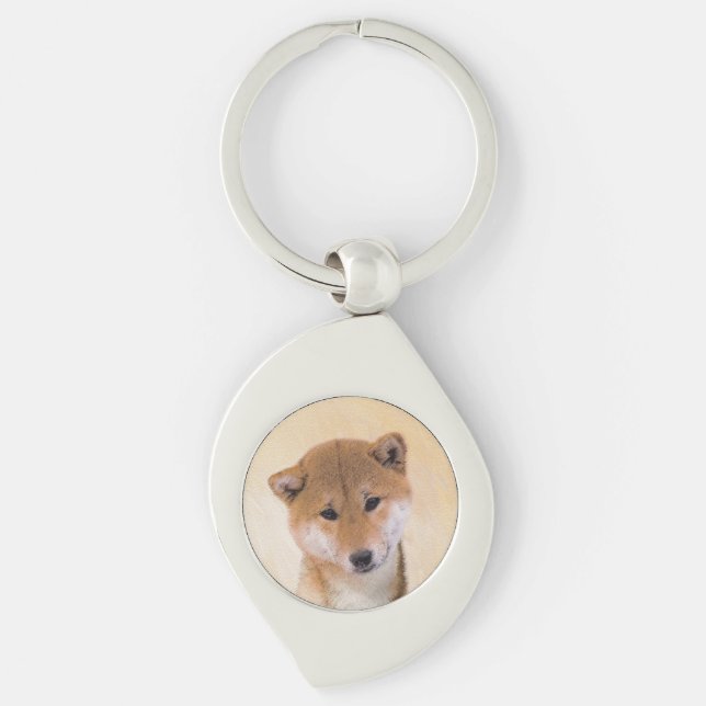 Shiba Inu (Red) Painting - Original Dog Art Key Ring (Front)