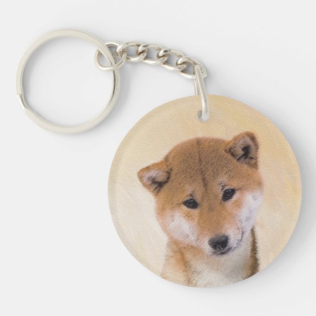 Shiba Inu (Red) Painting - Original Dog Art Key Ring (Front)