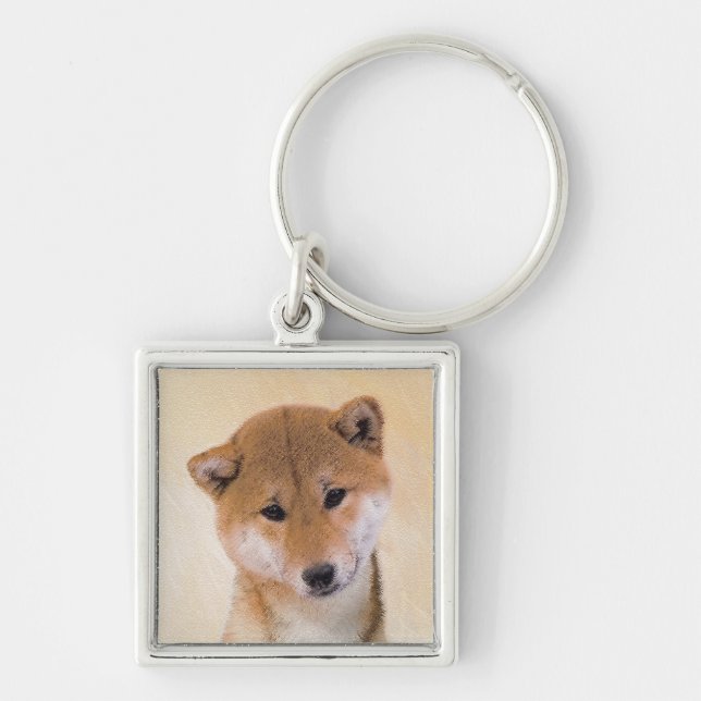 Shiba Inu (Red) Painting - Original Dog Art Key Ring (Front)