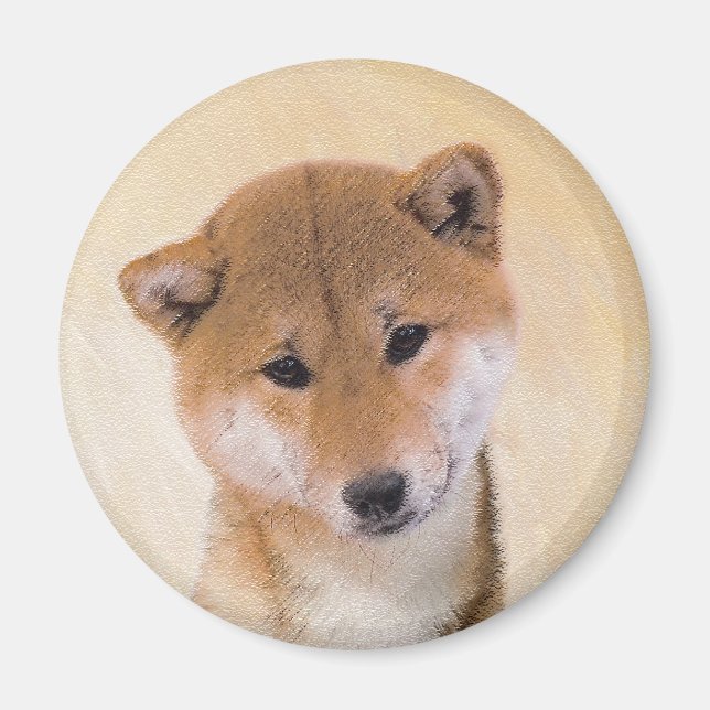 Shiba Inu (Red) Painting - Original Dog Art Magnet (Front)