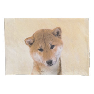 Shiba Inu (Red) Painting - Original Dog Art Pillowcase