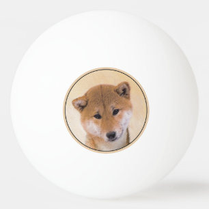 Shiba Inu (Red) Painting - Original Dog Art Ping Pong Ball