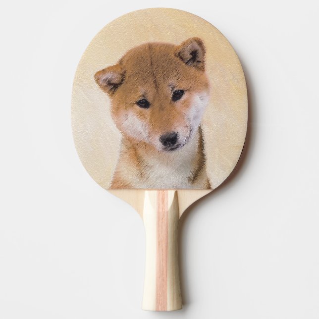 Shiba Inu (Red) Painting - Original Dog Art Ping Pong Paddle (Front)