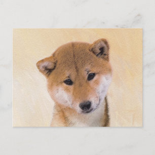 Shiba Inu (Red) Painting - Original Dog Art Postcard