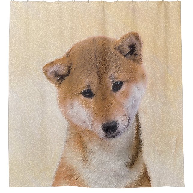 Shiba Inu (Red) Painting - Original Dog Art Shower Curtain (Front)