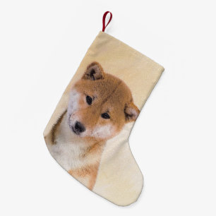 Shiba Inu (Red) Painting - Original Dog Art Small Christmas Stocking