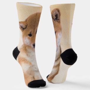 Shiba Inu (Red) Painting - Original Dog Art Socks