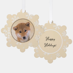 Shiba Inu (Red) Painting - Original Dog Art Tree Decoration Card