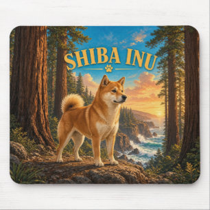 Shiba Inu, Redwood Coast Vintage Watercolor Mouse Mat