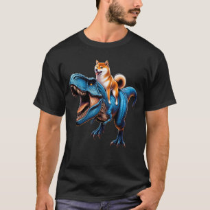 Shiba Inu Riding Dinosaur Lover T-Shirt